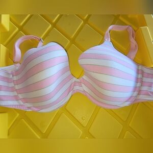 Victoria's Secret Pink and White Lined Bra